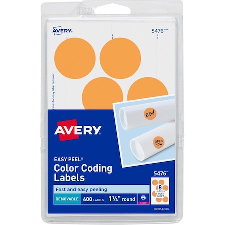 Avery Label, Round, 1.25Dia, Neonoe 400PK AVE05476